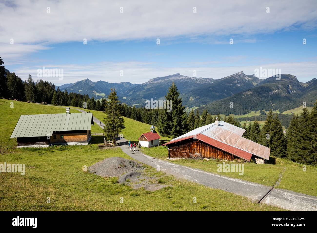 Geographie / Reisen, Österreich, Vorarlberg, Allgäuer Alpen, Kleinwalsertal, Amansalpe mit Wendelinkapelle, ADDITIONAL-RIGHTS-CLEARANCE-INFO-NOT-AVAILABLE Stockfoto