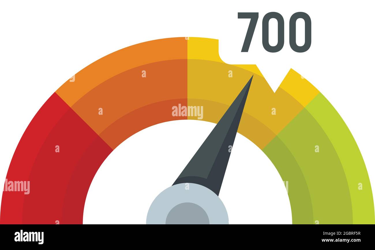 Symbol für die Kreditpunktzahl. Flache Abbildung des Kredit-Score Indikator Vektor-Symbol auf weißem Hintergrund isoliert Stock Vektor