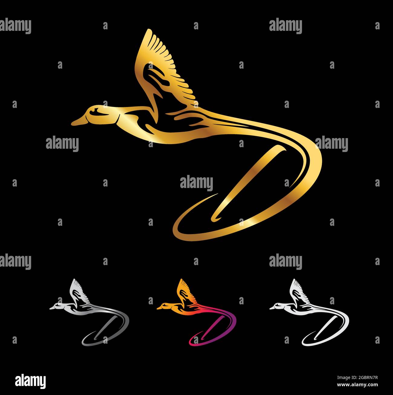 Ein Vektor-Illustration-Set aus goldener Ente Buchstabe D Stock Vektor