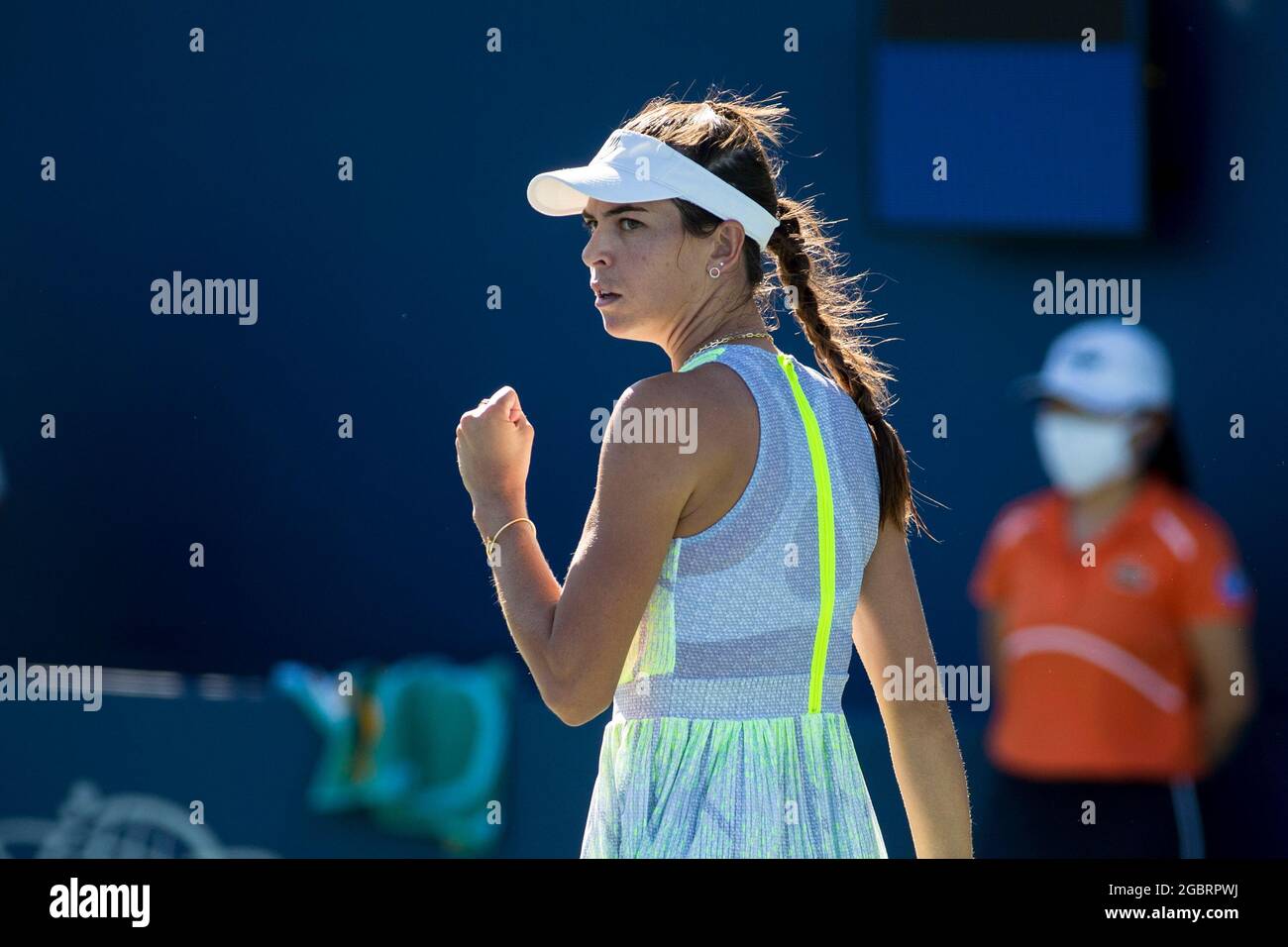 03. August 2021: Ajla Tomljanovic (AUS) besiegte Amanda Anisimova (USA) 16 75 75 in der ersten Runde des Mubadala Silicon Valley Classic an der San Jose State University in San Jose, Kalifornien. ©Mal Taam/TennisClix/CSM Stockfoto