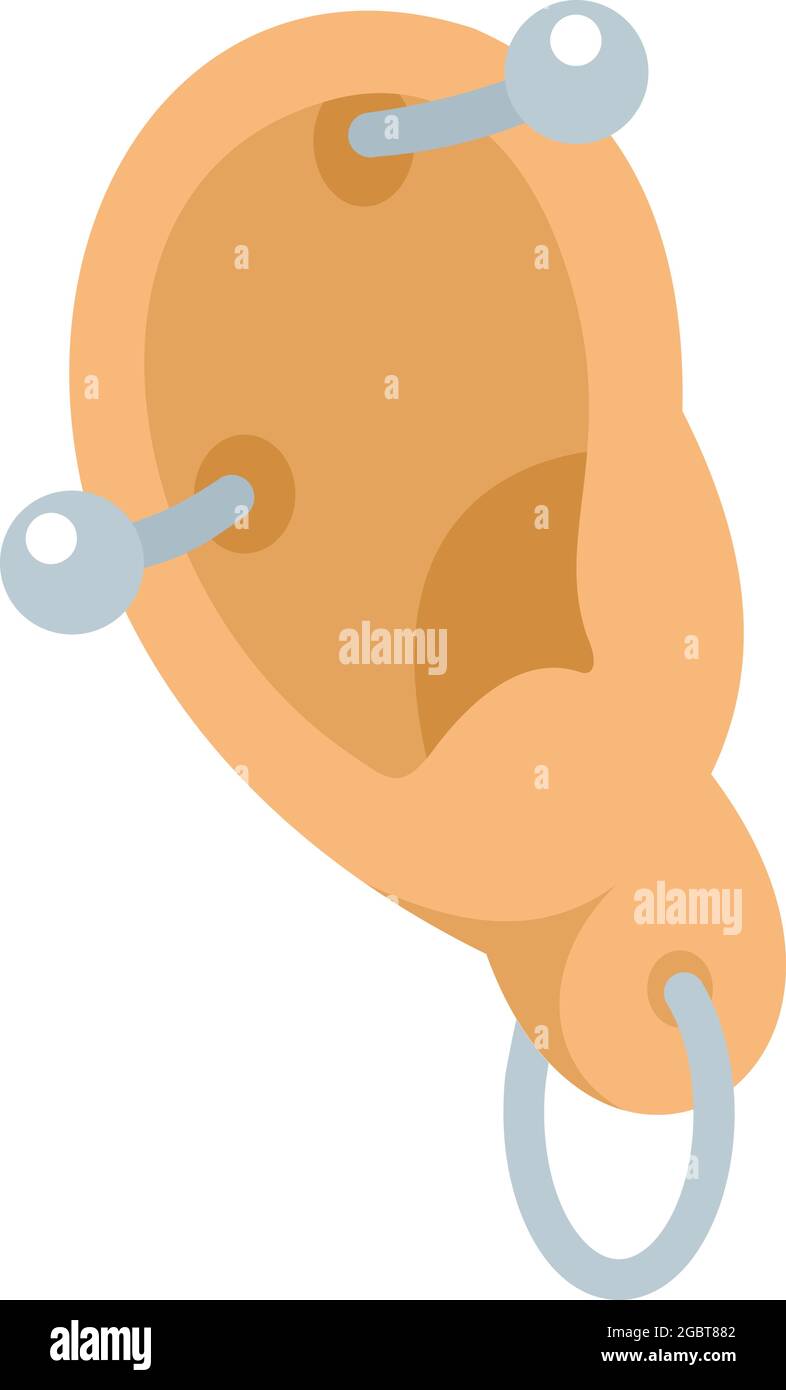 Ohrpiercing-Symbol. Flache Darstellung des Vektorsymbols für das Ohrpiercing auf weißem Hintergrund Stock Vektor