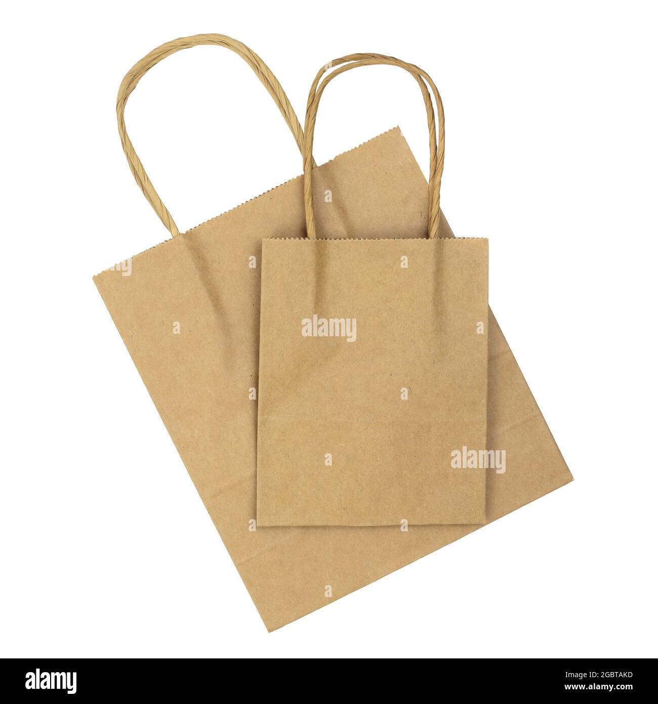 Zwei Einkaufstaschen Aus Braunem Papier Isoliert Auf Weißem Hintergrund  Stockfotografie - Alamy