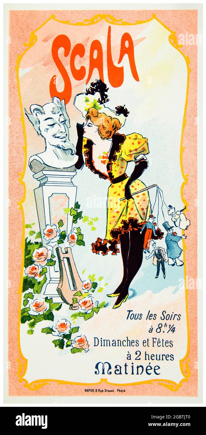 19. Jahrhundert Programmcover für die Show La Scala Cabaret Matinee, Paris, Frankreich, Lithografie von Ferdinand Misti, 1896-1897 Stockfoto