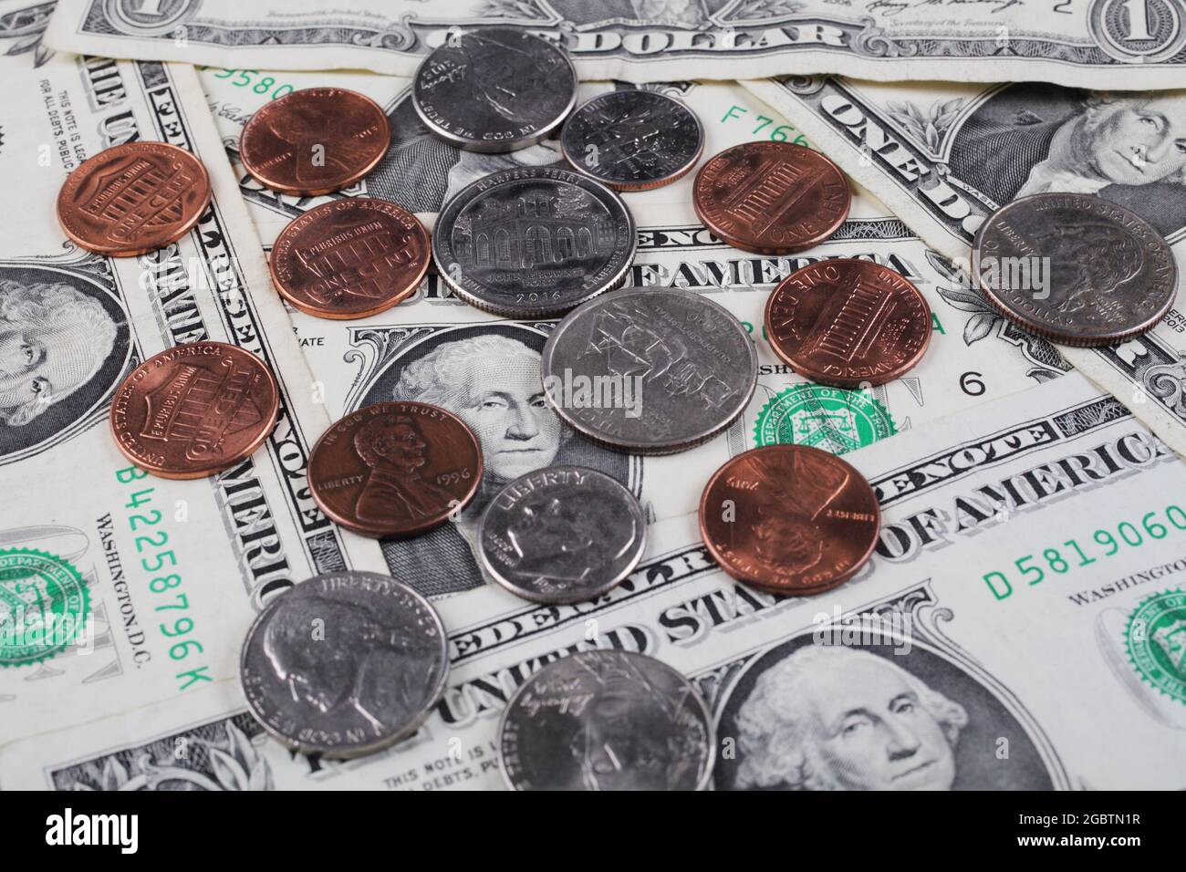 Die Zentren liegen auf US-Dollar, Nahaufnahme Stockfoto