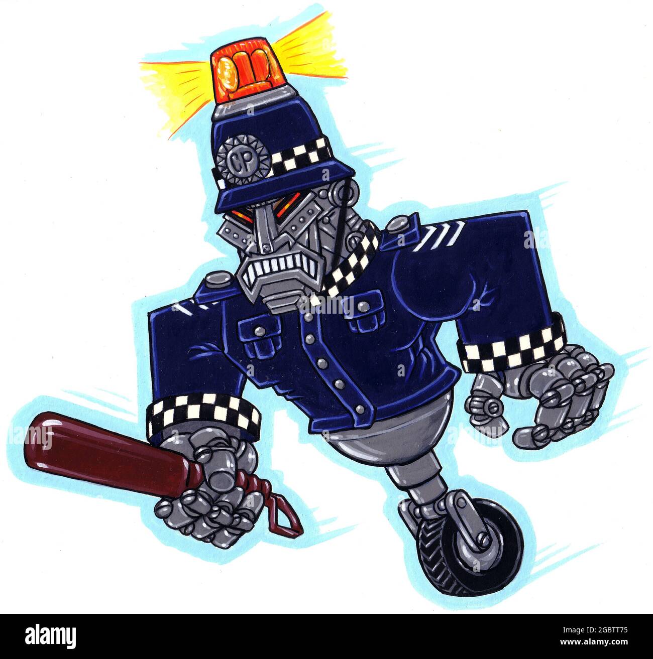 Konzeptkunst eines britischen Roboters, der Cyberkriminalität, Online-Sicherheit, Datenschutz, Verschlüsselung, Cyber-Polizei, Angeln Angriff Stockfoto