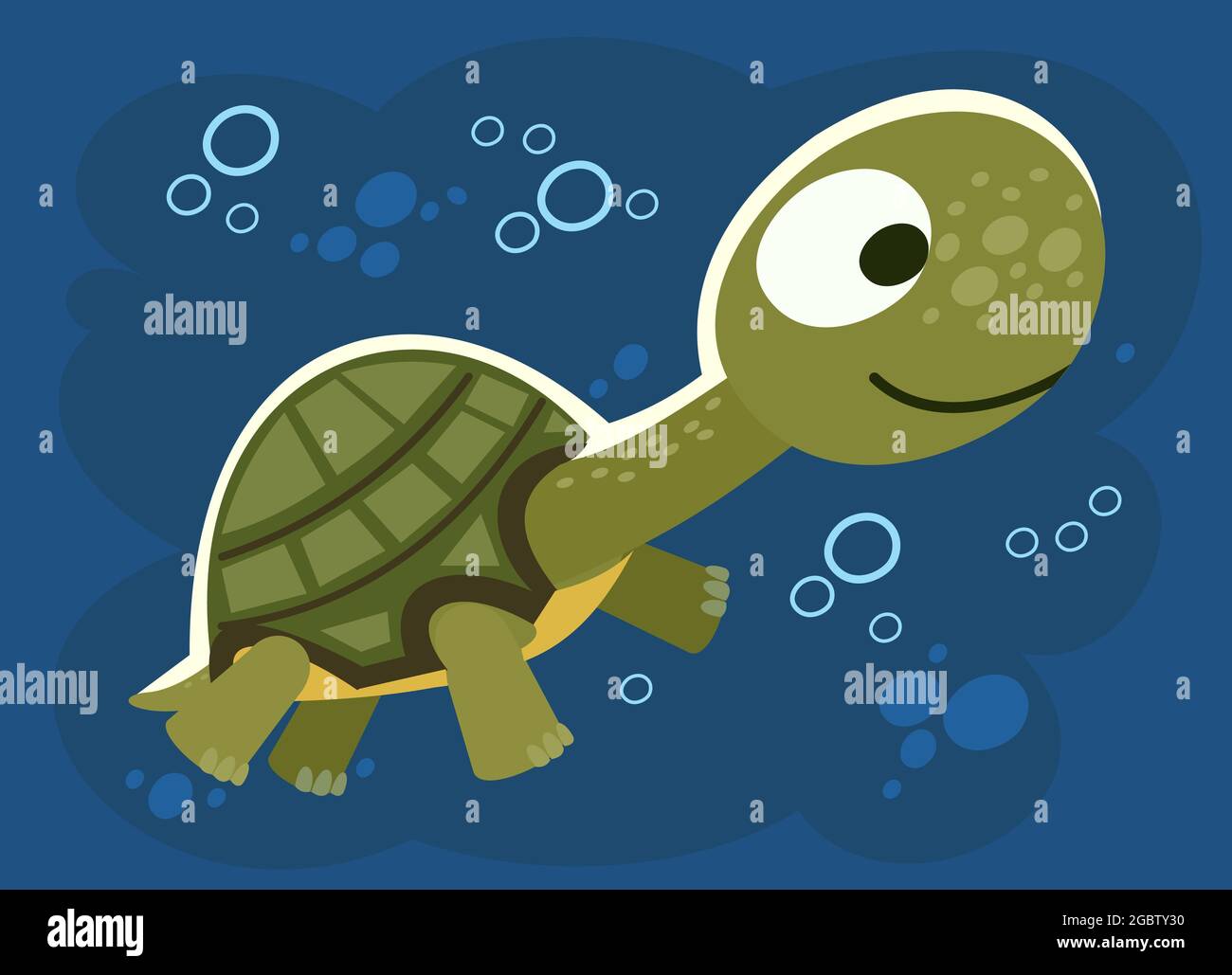 Kleine Schildkröte. Fröhliche Kind Tier. Cartoons im flachen Stil. Lustig. Vektor Stock Vektor
