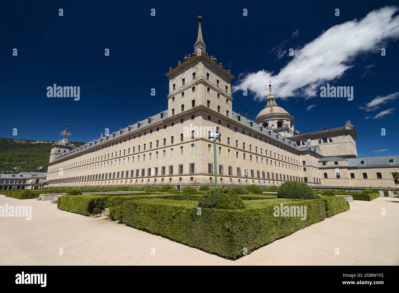 Garten der Brüder im Kloster El Escorial, Madrid, Spanien. Stockfoto