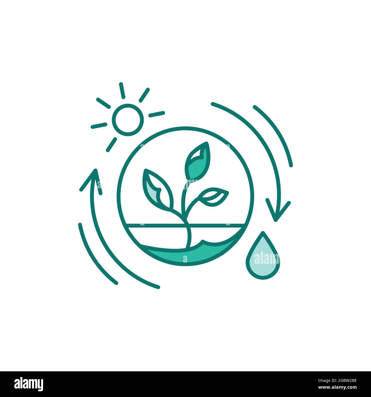 Kompetentes Symbol für die Photosynthese-Farblinie. Piktogramm für Webseite, mobile App, Promo. Stock Vektor