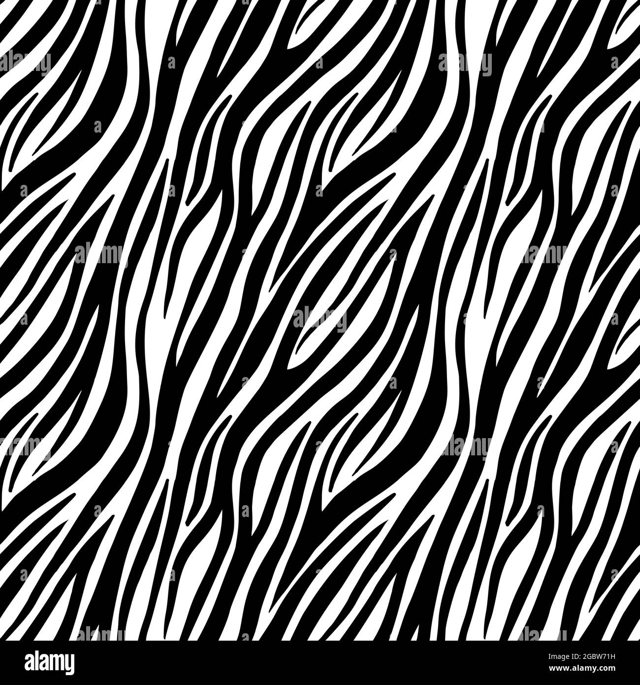 Nahtloses Zebramuster auf weißem Hintergrund. Struktur mit Tierhautdruck. Vektorgrafik flach. Stock Vektor