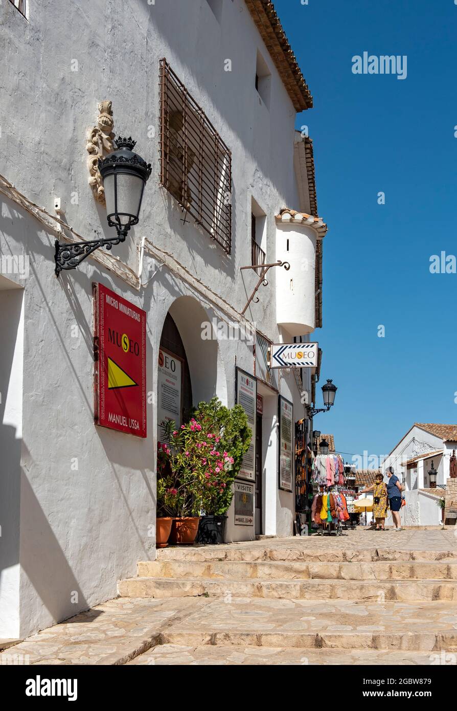 Straßen von El Castell de Guadalest, Spanien Stockfoto