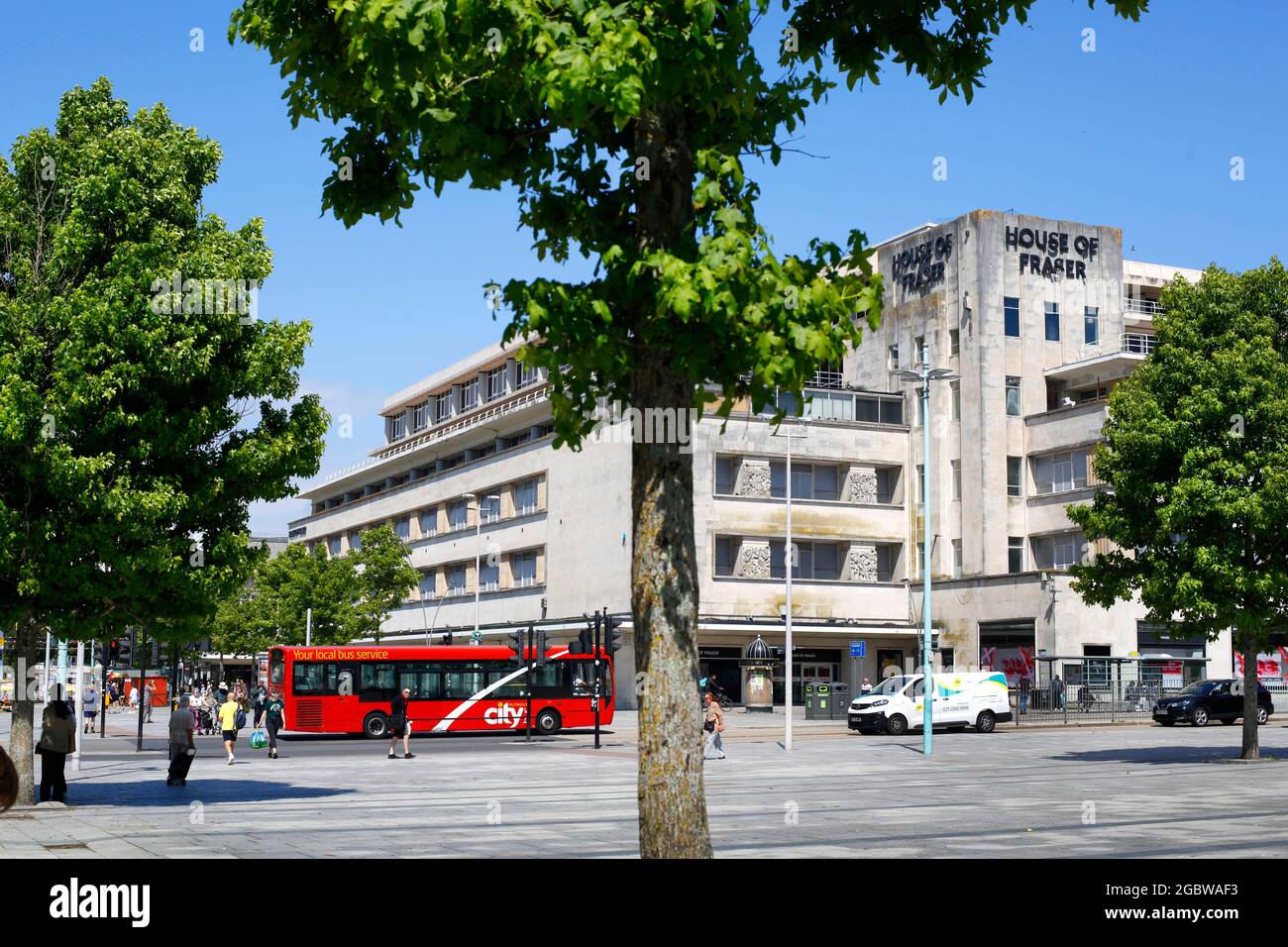 Das House of Fraser oder Dingles Gebäude an der Ecke von Royal Parade und Armada Way in Plymouth, Devon, Großbritannien. Stockfoto