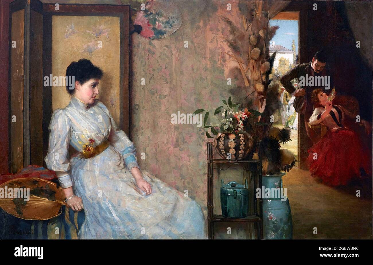 Tom Roberts. Gemälde mit dem Titel 'Eifersucht' von Thomas William Roberts (1856-1931), Öl auf Leinwand, 1889 Stockfoto