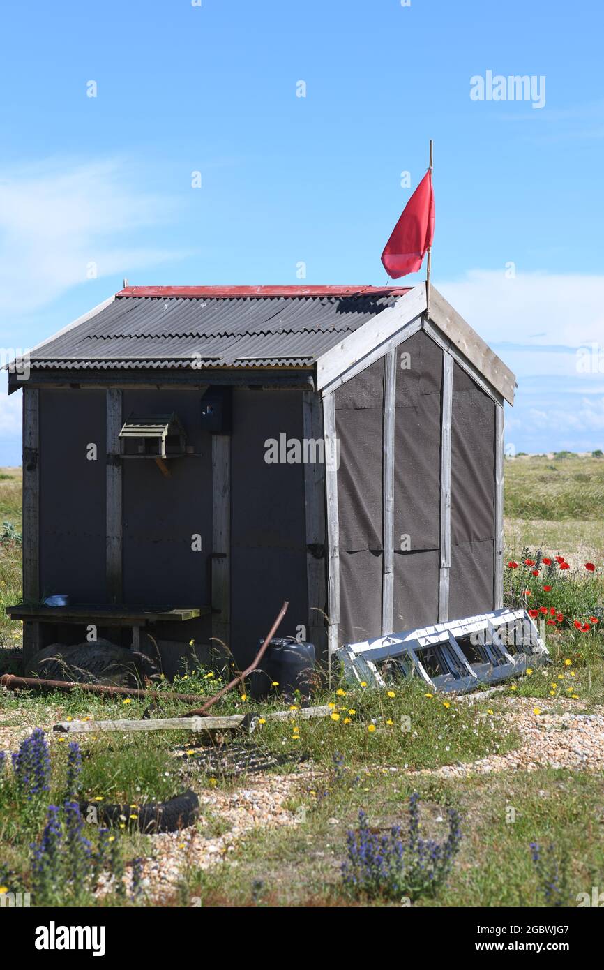 Fisherman's Hütte in Dungeness Stockfoto