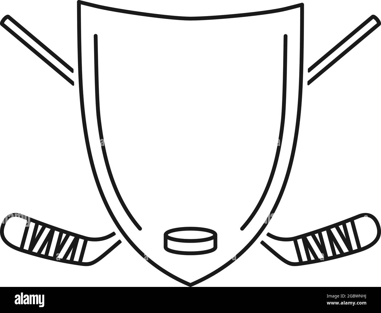 Eishockey-Sticks und Hockey Puck mit Schild für Logo in Vektor-Symbol Stock Vektor
