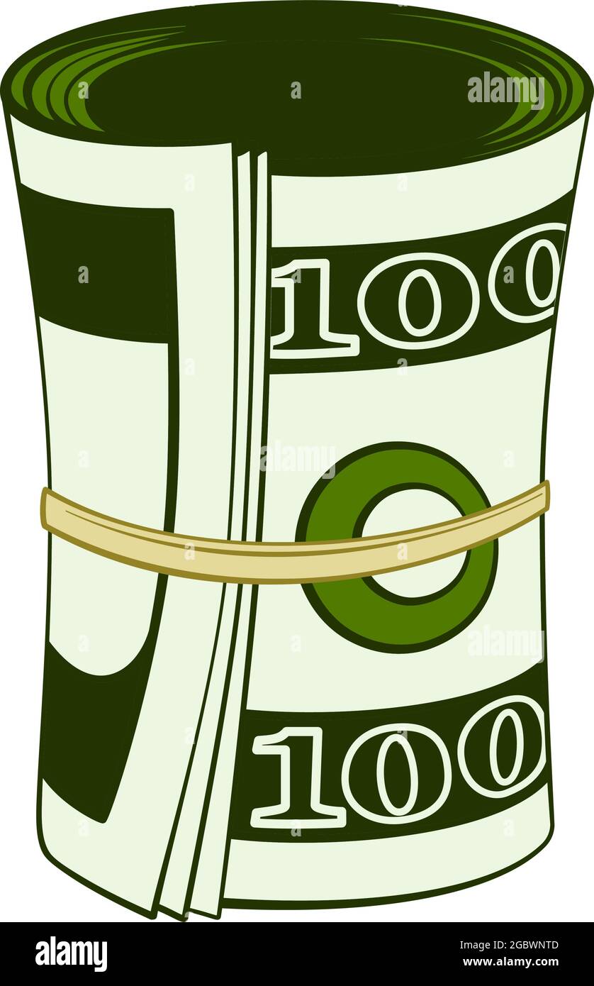 Rolle von Geld oder Bargeld in hundert Dollar-Scheinen als Vektor-Symbol Stock Vektor