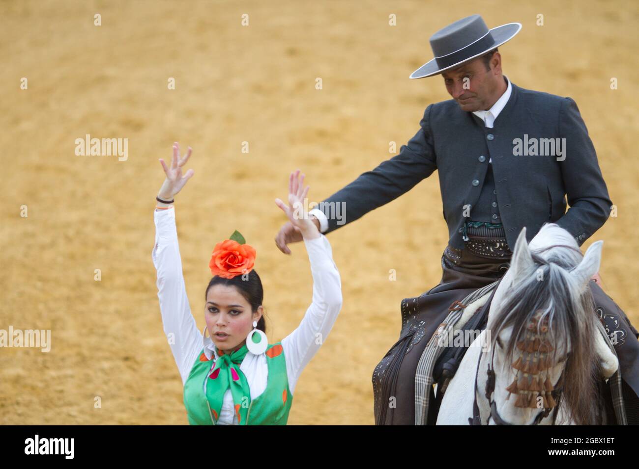 Reiten in Spanien in der Nähe von Sevilla auf einem Bauernhof Stockfoto