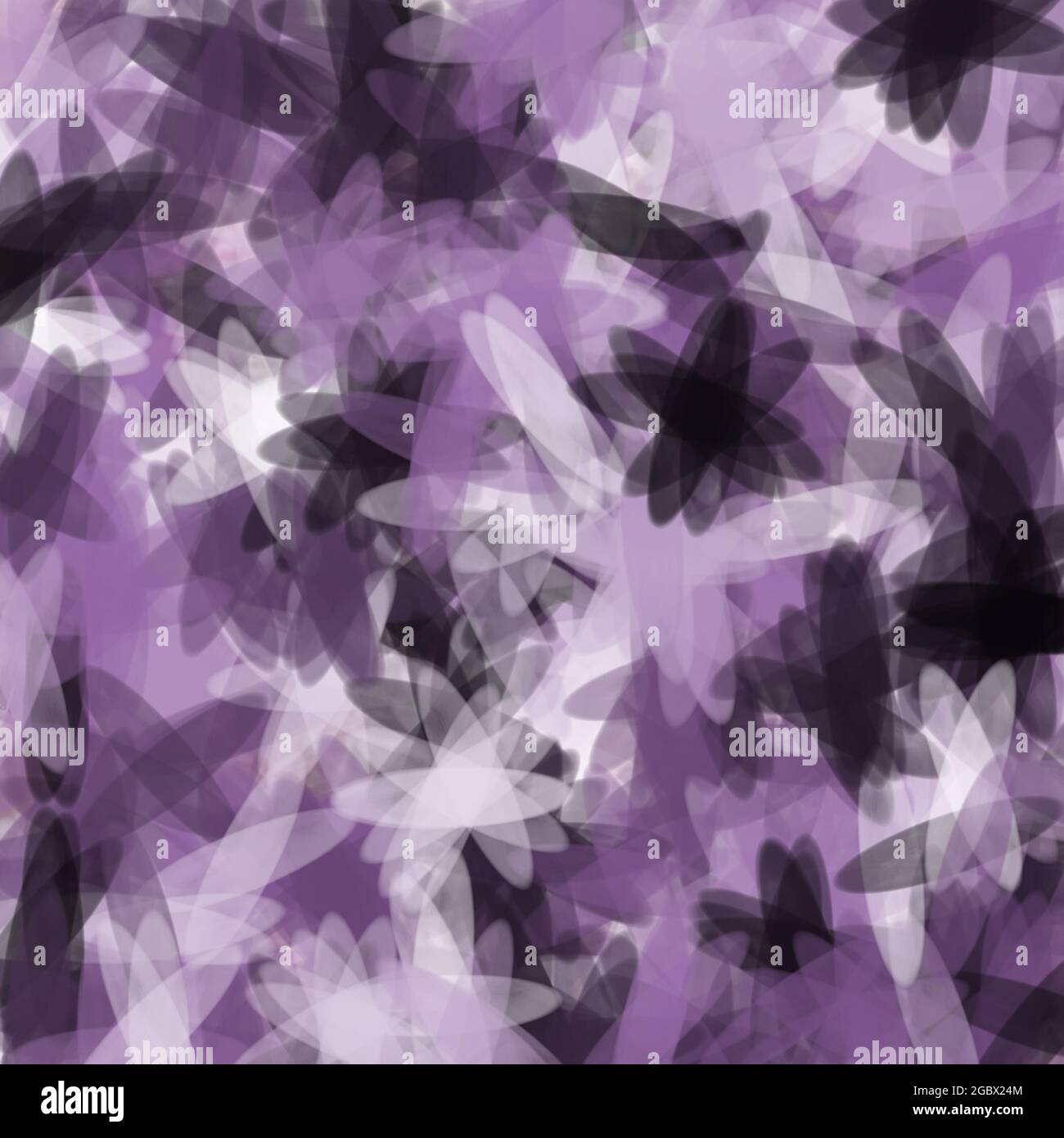 Abstrakter Blumenhintergrund. Violette Farbtöne. Ovale Formen, zufällige Platzierung. Stockfoto