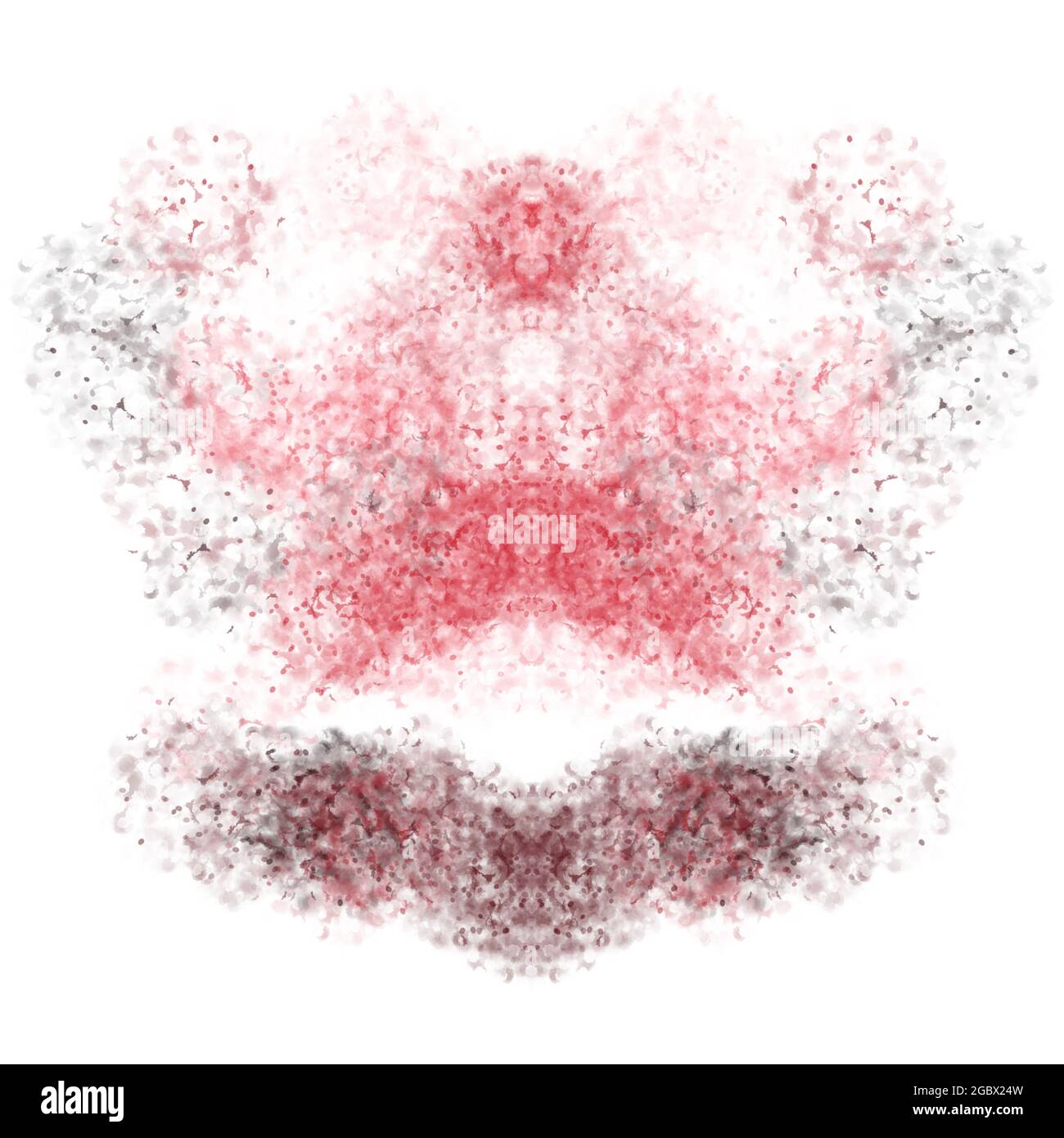 Symmetrische abstrakte Punktzeichnung in mehrfarbigen Farben. Rorschach Tintenblots. Stockfoto