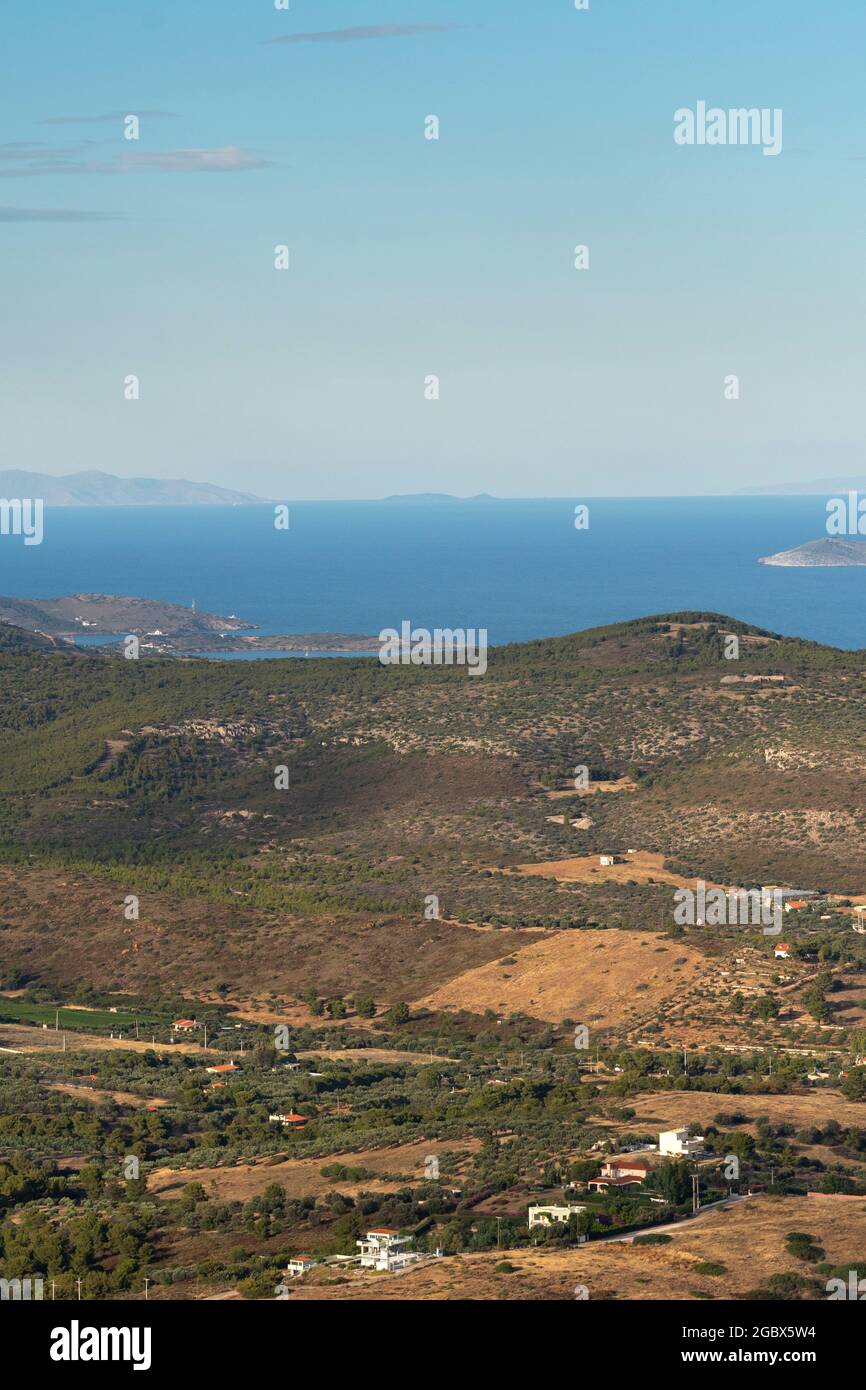 Meerespanorama Aus Den Hohen Von Keratea Bei Sonnenuntergang In Athen In Griechenland Stockfotografie Alamy