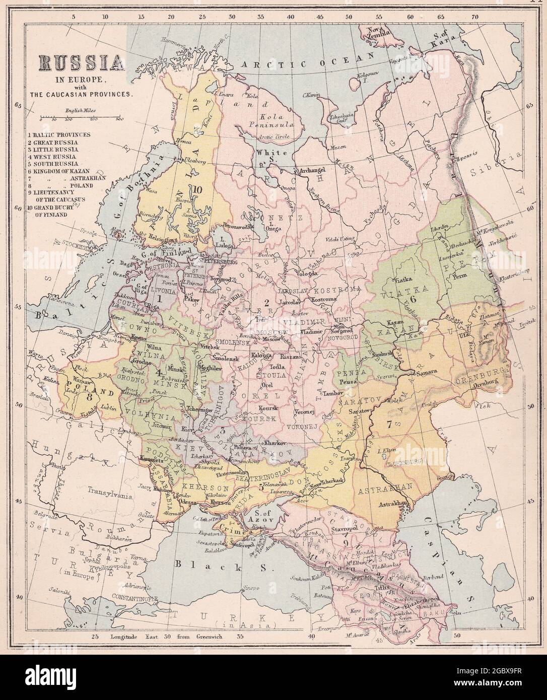 Vintage Karte Von Russland -Fotos Und -Bildmaterial In Hoher Auflsung