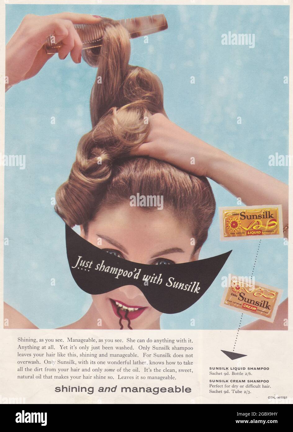 Vintage-Werbung für Sunsilk Shampoo der 1950er Jahre. Stockfoto