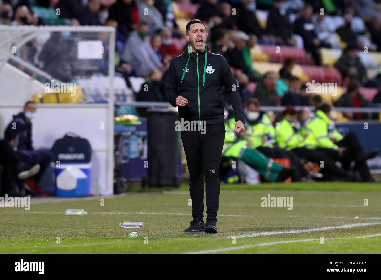 Shamrock Rovers-Manager Stephen Bradley während der dritten Qualifikationsrunde der UEFA Europa Conference League im Tallaght Stadium in Dublin, Irland. Bilddatum: Donnerstag, 5. August 2021. Stockfoto