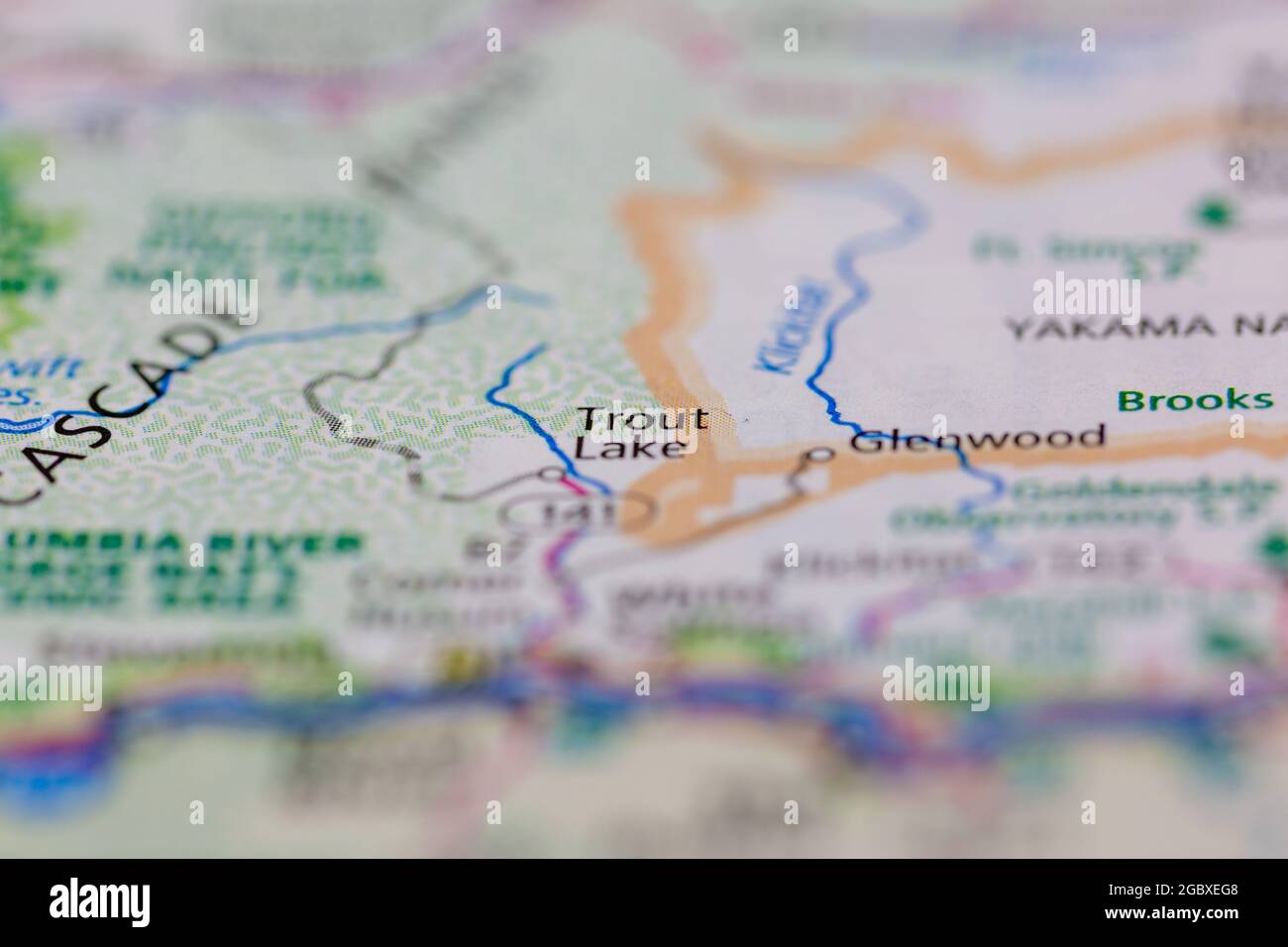 Forelle Lake Washington State USA auf einer Straßenkarte oder Geografie-Karte angezeigt Stockfoto