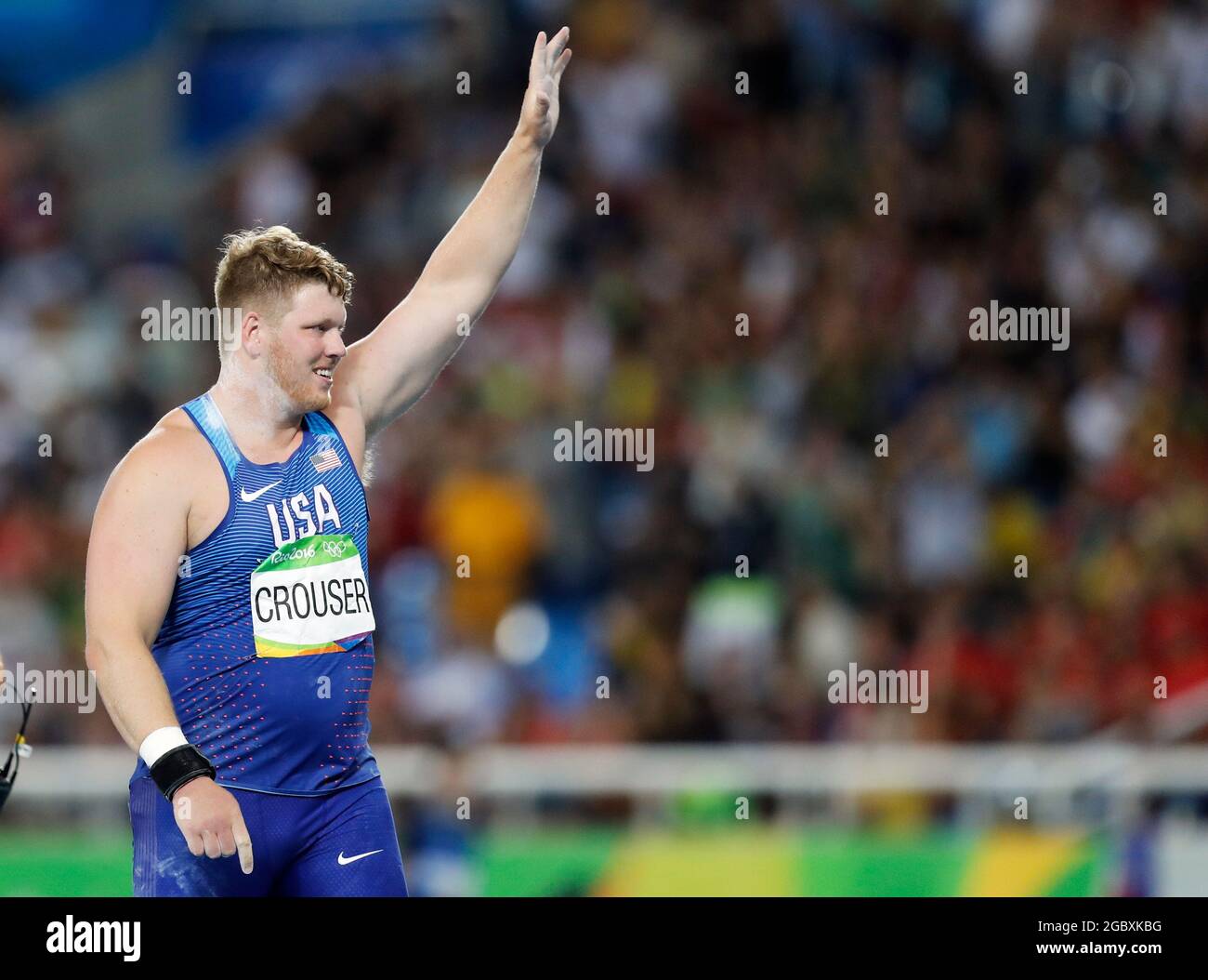 Ryan Crouser vom US-Team shot Put gewinnt Goldmedaille bei den Olympischen Sommerspielen 2016 in Rio, Leichtathletik und Leichtathletik Stockfoto