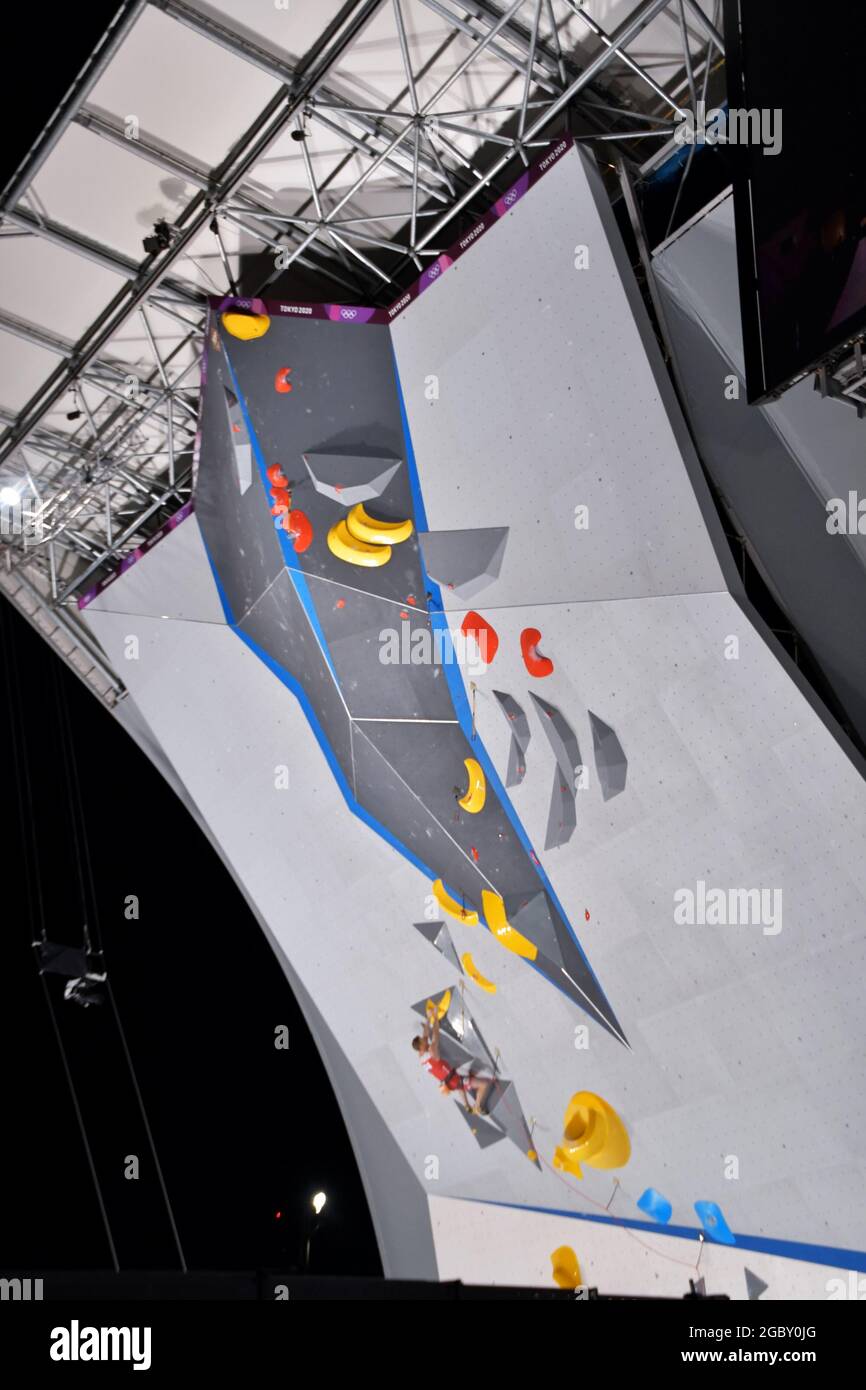 Tokio, Japan. August 2021. Der Österreicher Jakob Schubert tritt am Donnerstag, den 5. August 2021, im Lead Final bei den Olympischen Spielen in Tokio im Aomi Urban Sports Park in Tokio, Japan, an. Foto von Keizo Mori/UPI Credit: UPI/Alamy Live News Stockfoto