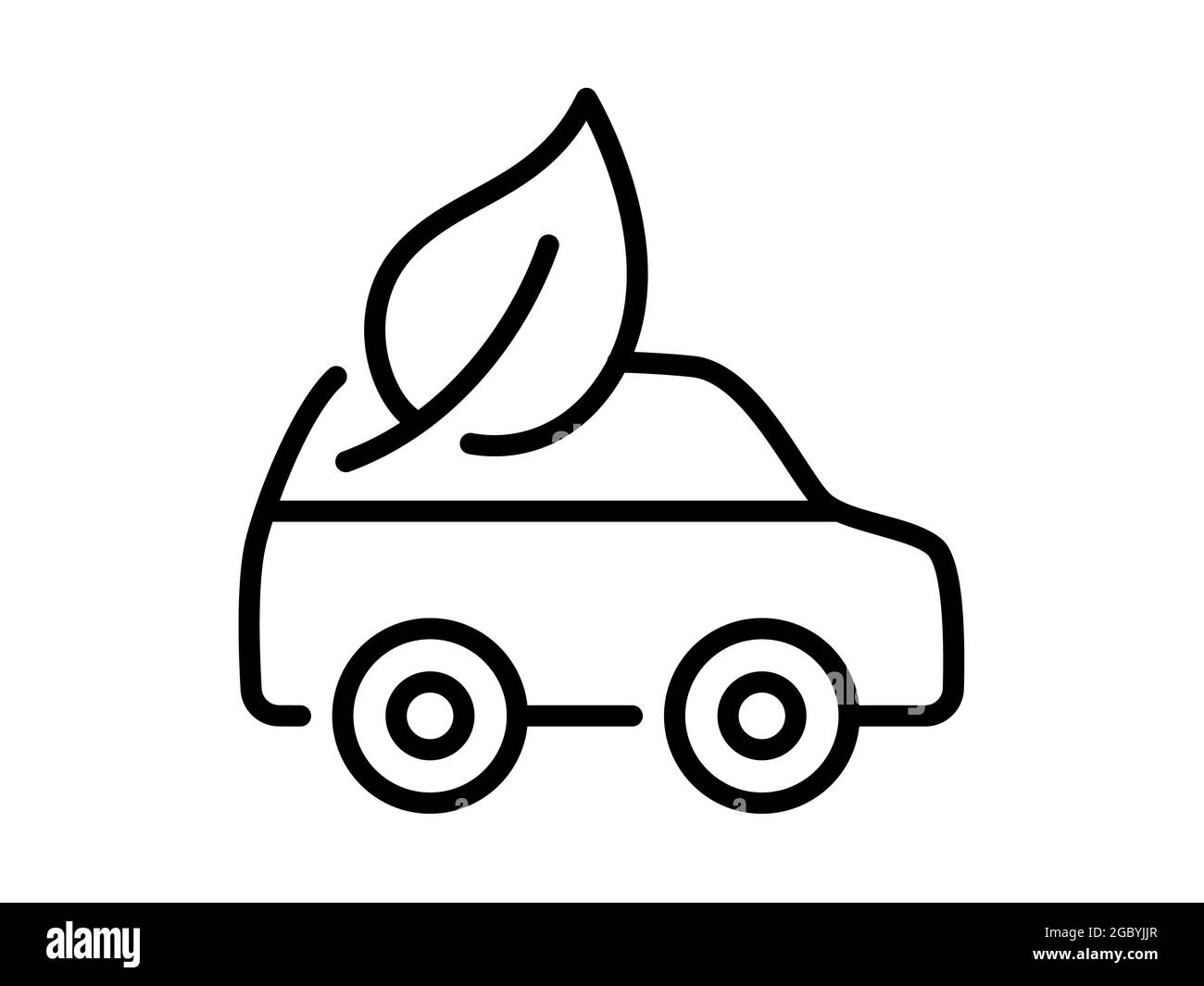 Eco-Elektroauto Fahrzeug Null Emission gehen grün einzigen isolierten Symbol mit Umriss Stil Vektor Illustration Stockfoto