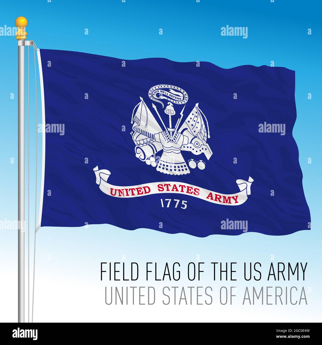 US Army Field Flag, Vereinigte Staaten von Amerika, Vektorgrafik Stock Vektor