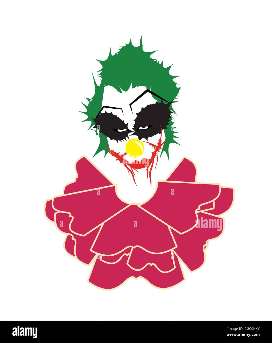 Illustration des Jokers, der gemein aussieht, isoliert auf Weiß Stock Vektor