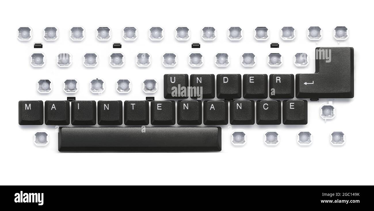 Unter Wartungstext auf der Computertastatur Stockfoto