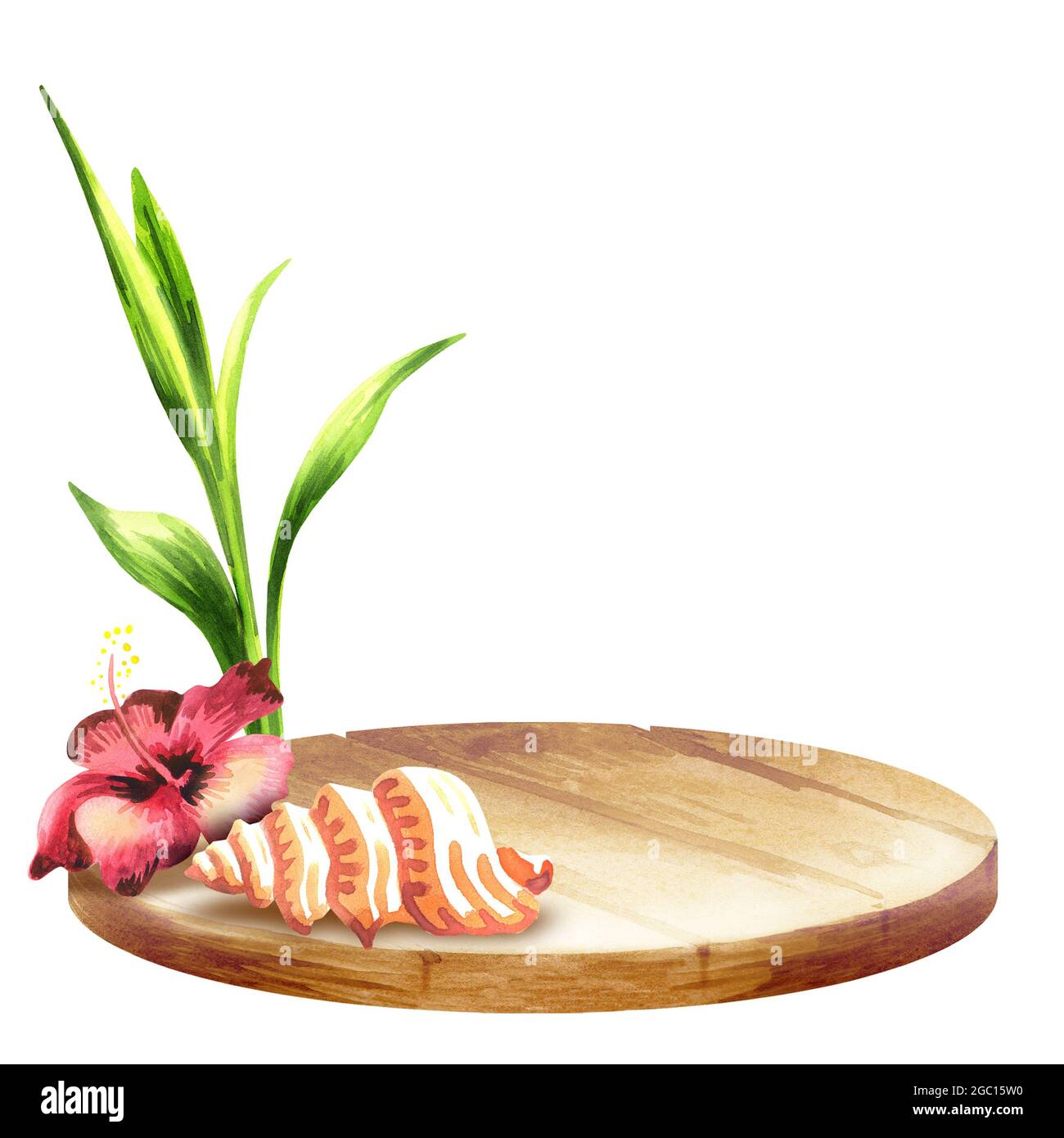 Hintergrund mit Blumen für Ihre Produkte. Aquarell Stockfoto