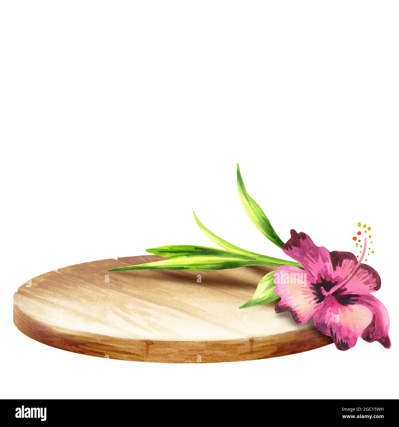 Hintergrund mit Blumen für Ihre Produkte. Aquarell Stockfoto