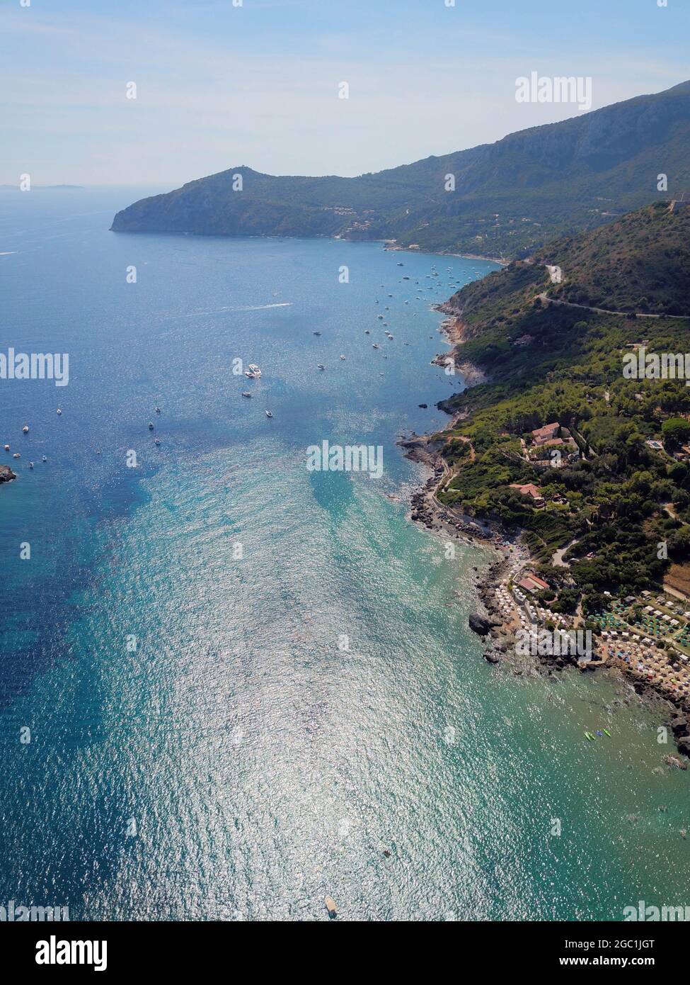 Italien, Toskana, Provinz Grosseto, Ansedonia, Luftaufnahme der Küste von Ansedonia Foto © Lorenzo Fiorani/Sintesi/Alamy Stock Photo Stockfoto