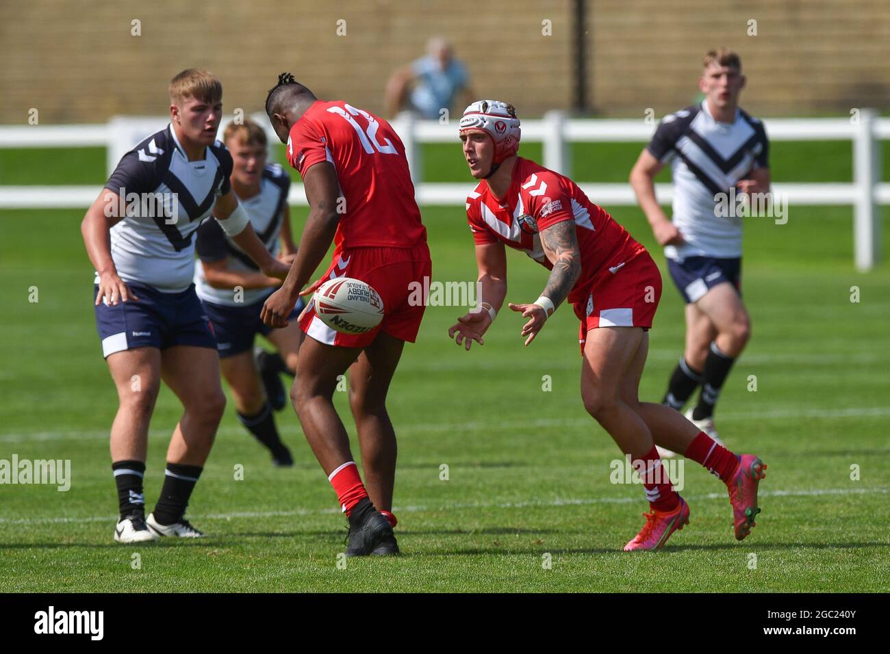 Leeds, England - 4. August 2021 - Taylor Pemberton (St. Helens) der Lancashire Academy während des Rugby League Roses Academy Match Yorkshire Academy gegen Lancashire Academy in der Weetwood Hall, Leeds, Großbritannien Dean Williams Stockfoto