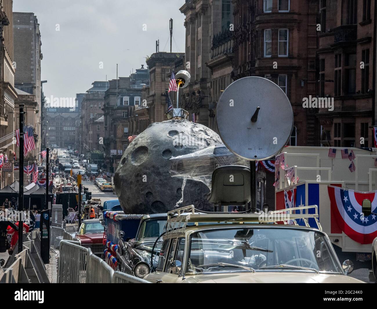 Glasgow, Schottland, Großbritannien. 21. Juli 2021: Hinter den Kulissen von Indiana Jones 5 in Glasgow. Stockfoto