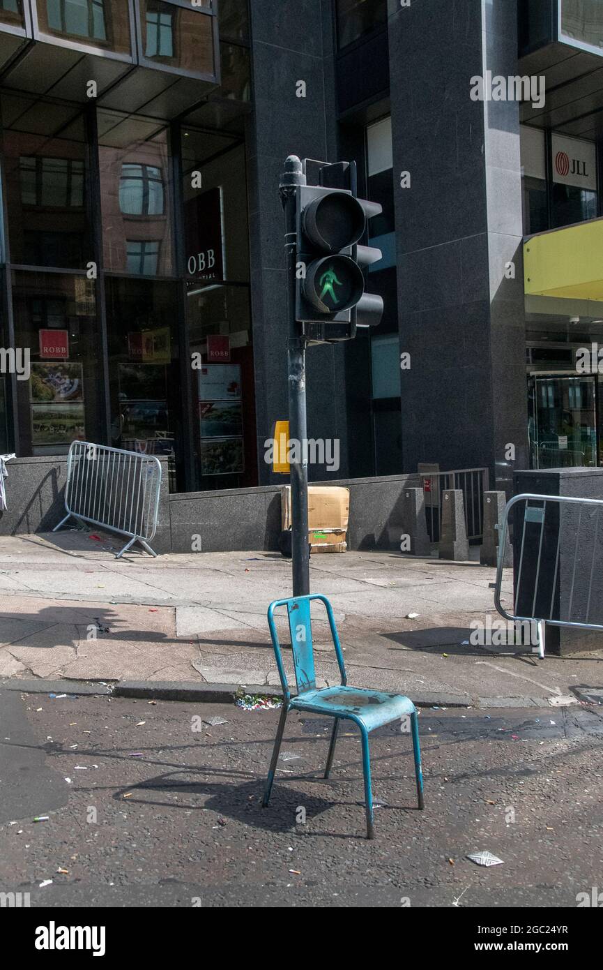 Glasgow, Schottland, Großbritannien. 21. Juli 2021: Hinter den Kulissen von Indiana Jones 5 in Glasgow. Stockfoto