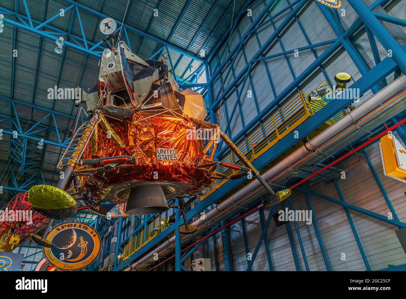 Cape Canaveral, FL - 27 2014. Mai: Mondlandefähre am Kennedy Space Center. Stockfoto