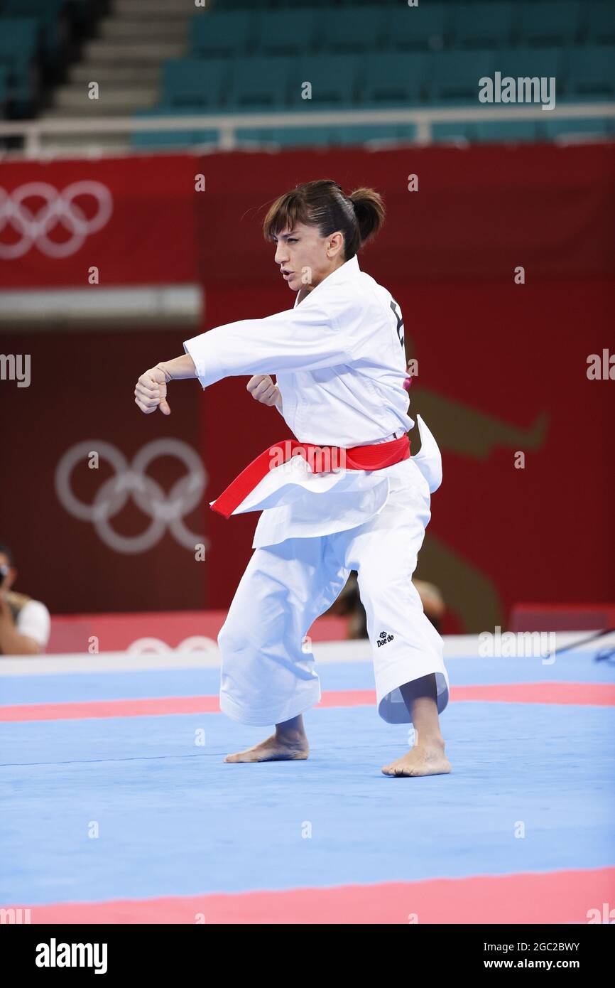 Tokyo, Japan,06/08/2021, SANCHEZ JAIME Sandra (ESP) Goldmedaille während der Olympischen Spiele Tokyo 2020, Karate Women's Kata Final Bout am 5. August 2021 in Nippon Budokan in Tokio, Japan - Foto Foto Kishimoto / DPPI Stockfoto