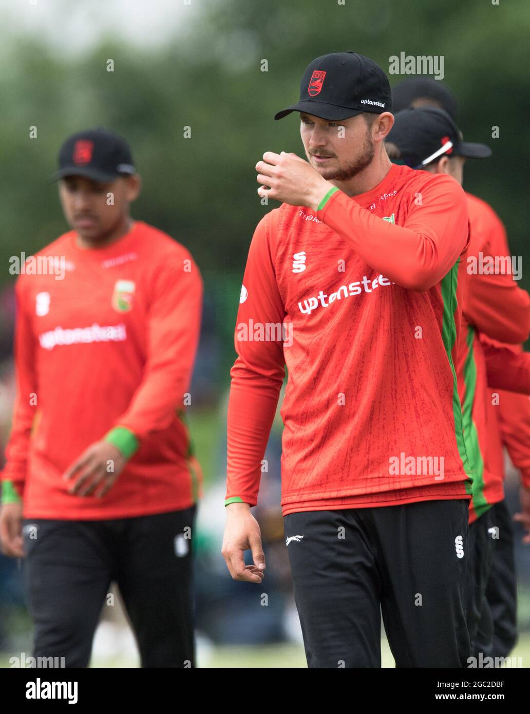 Gruppe B Nottinghamshire Outlaws stellen sich Leicestershire Foxes im John Fretwell Sporting Complex im Royal London One-Day Cup 2021 vor. Stockfoto