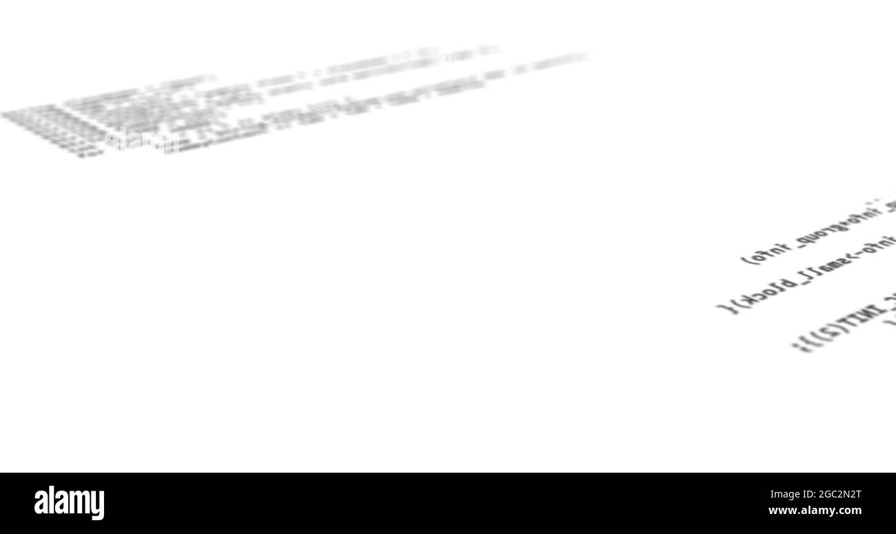 Digitales Bild mehrerer sich ändernder Zahlen und Alphabete gegen Datenverarbeitung auf weißem Hintergrund Stockfoto