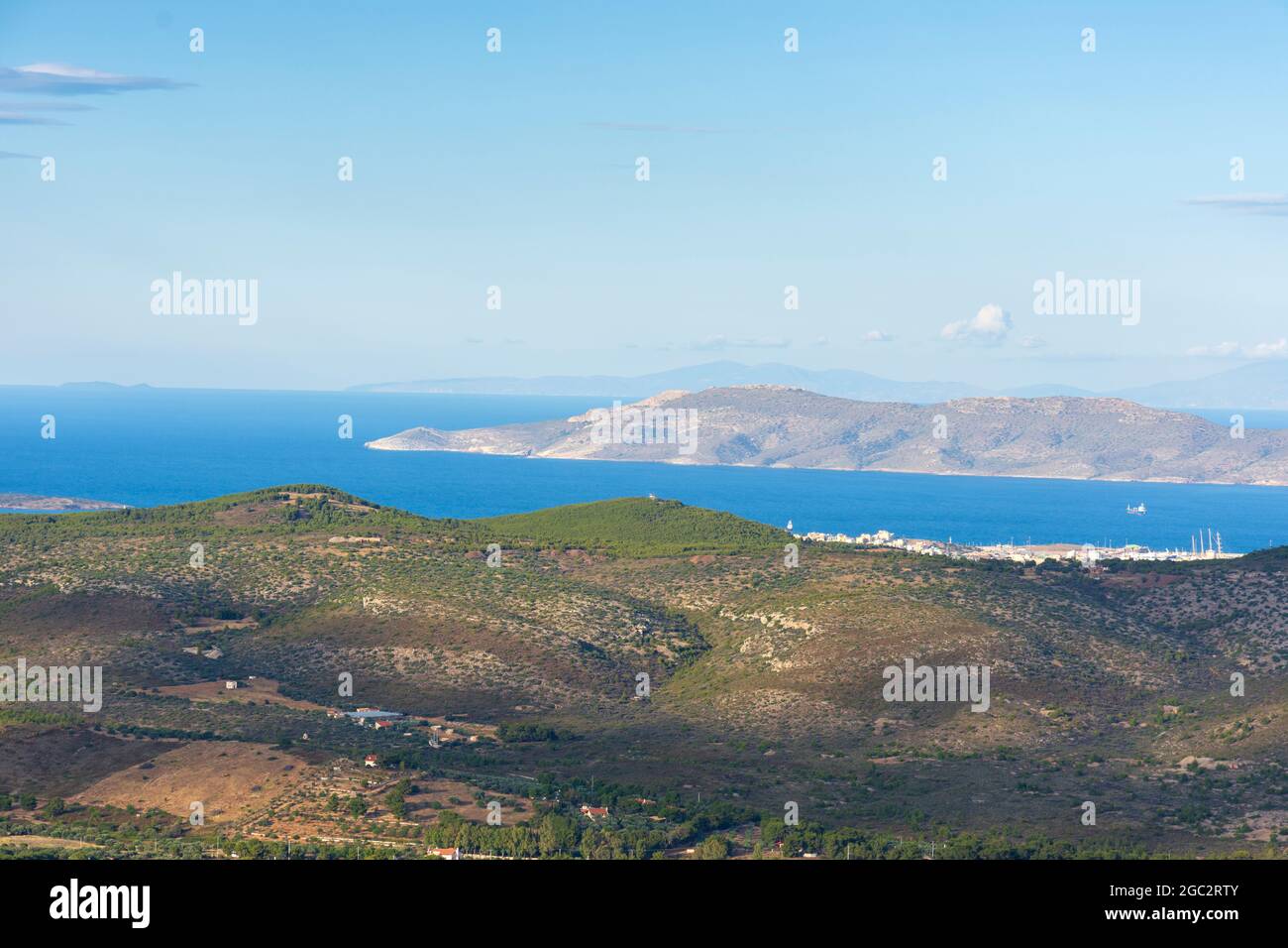 Meerespanorama Aus Den Hohen Von Keratea Bei Sonnenuntergang In Athen In Griechenland Stockfotografie Alamy