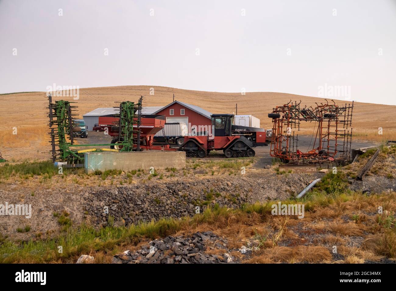 Landmaschinen, in der Nähe von Colfax, Washington State, USA Stockfoto