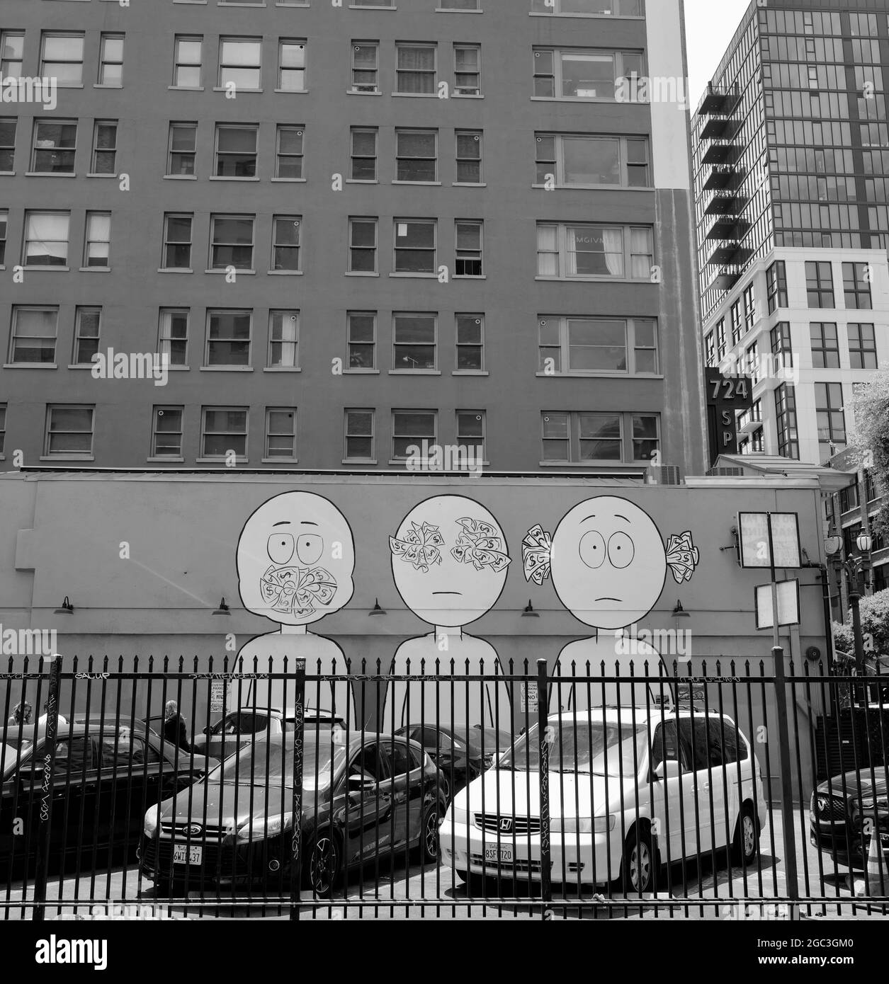Street Art in Downtown Los Angeles (Speak No Evil, See No Evil, Hear No Evil) Stockfoto