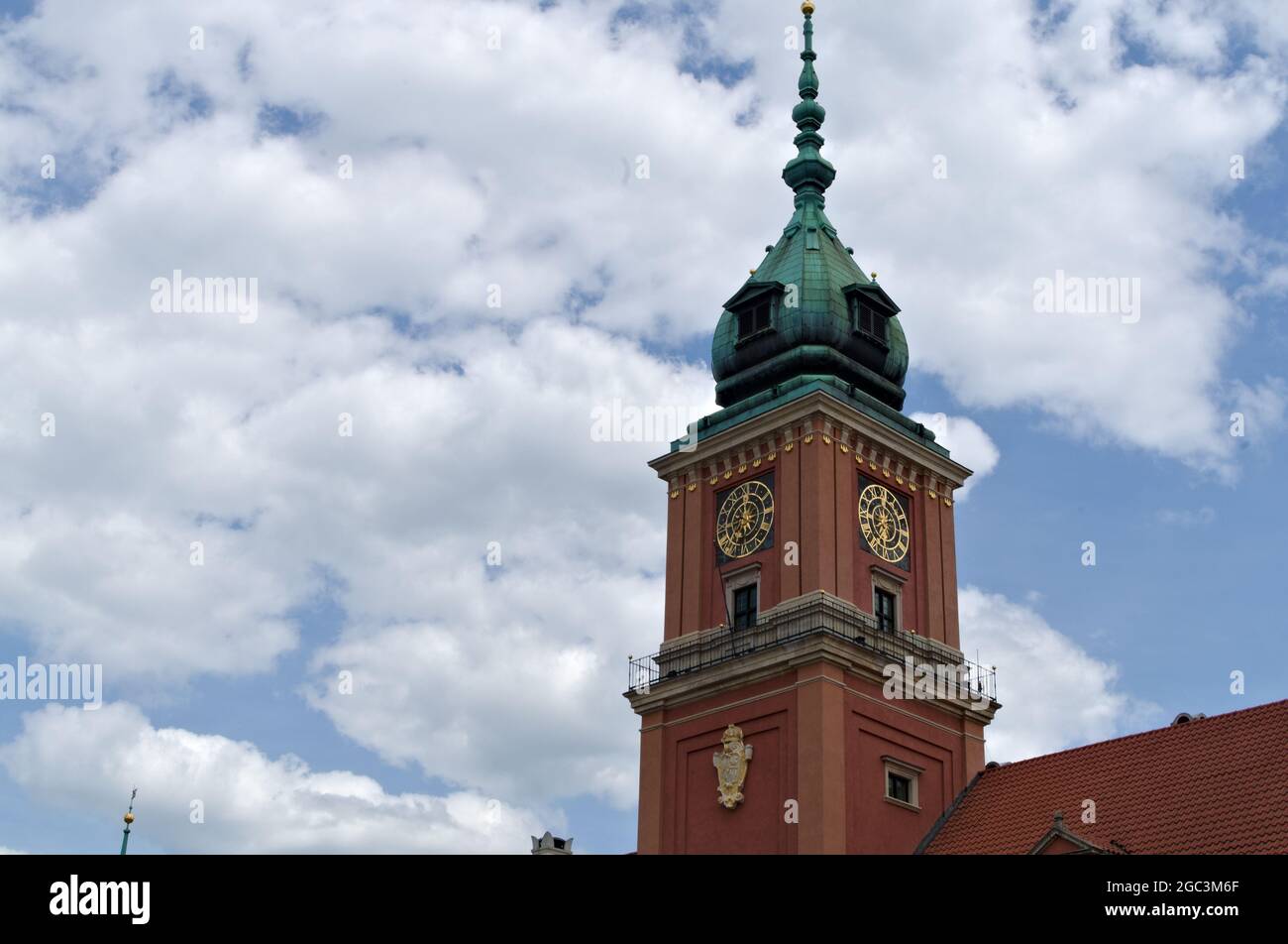 Uhrturm auf dem königlichen Schloss in Warschau, Polen Stockfoto