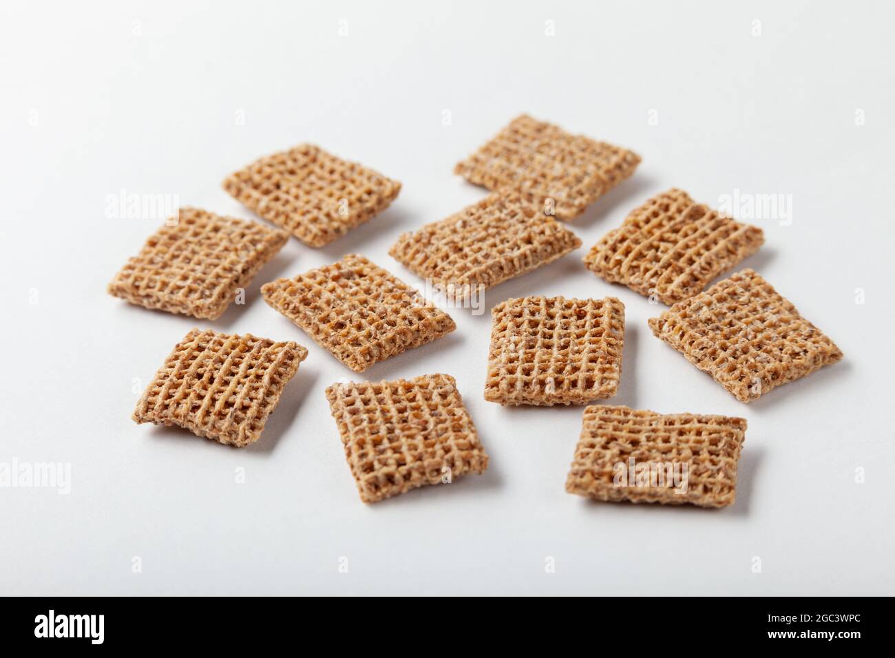 Nahaufnahme von Frühstückszerealien mit Shreddies Stockfoto