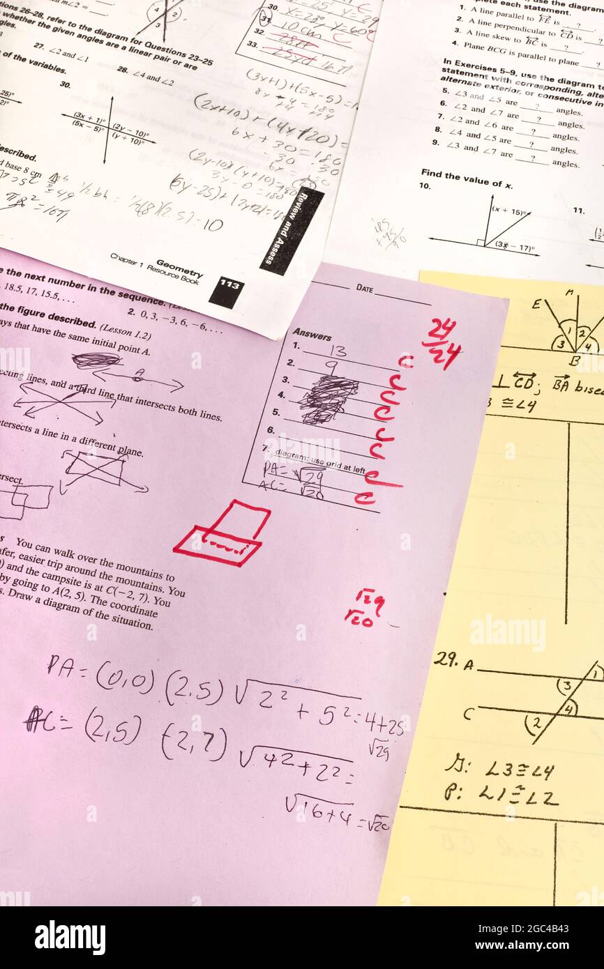 Mathe-Tests von Schülern V Stockfoto