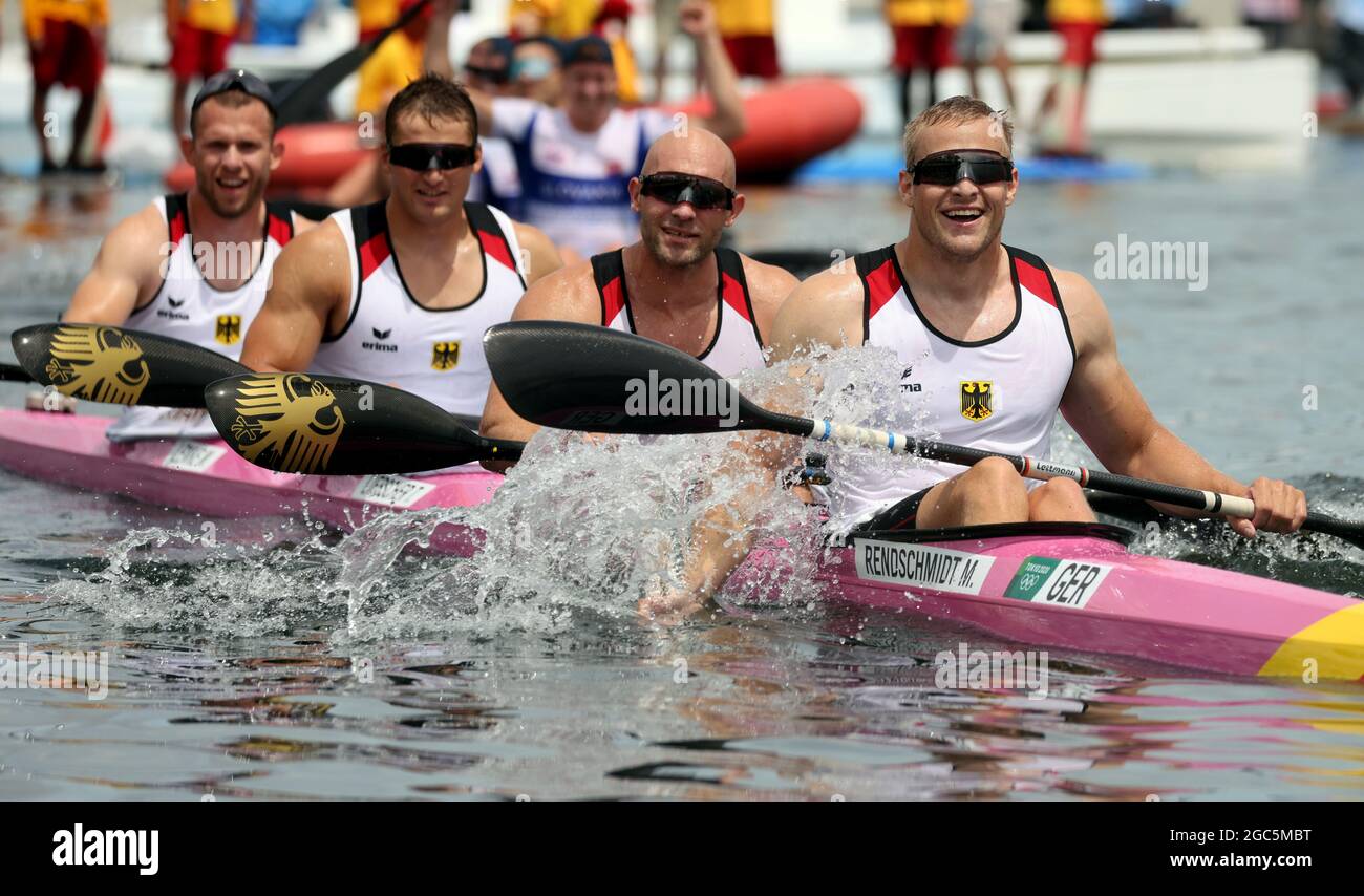 Tokio, Japan. August 2021. Kanu Olympiade, Kajak vier, 500 m, Männer